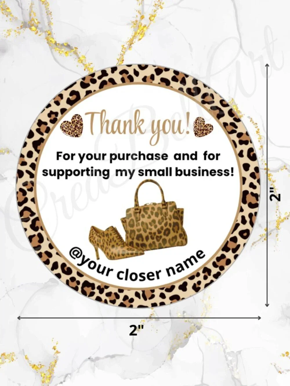 60 Personalized Animal Print Thank You Stickers 2 inch Glossy
